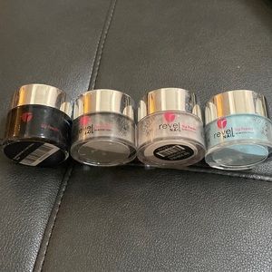 4 small Revel nail dip powder pots
